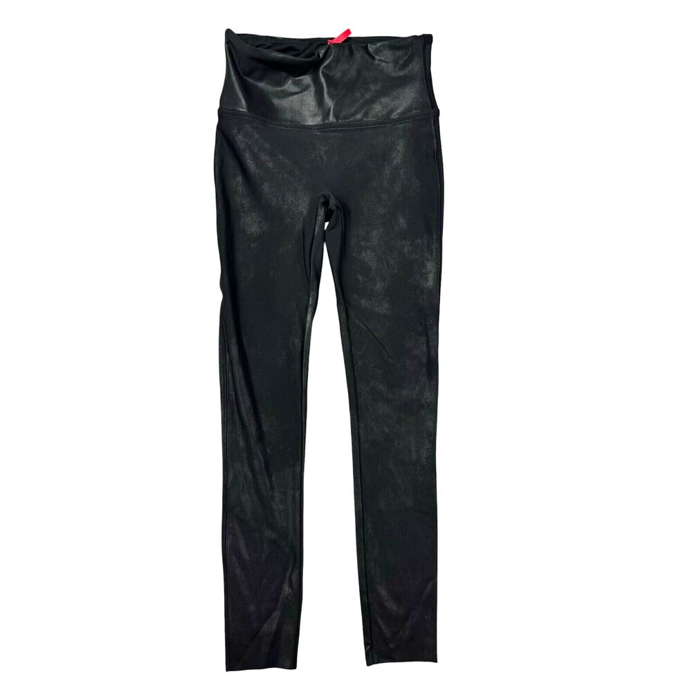 SPANX Leggings Women’s Medium Black Stretch Pull On Faux Leather Shiny Pants
